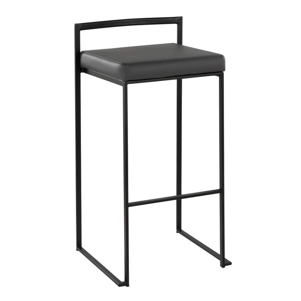 Porch & Den Forrest 30" Black Stackable Fully Welded Bar Stool (Set of 2)