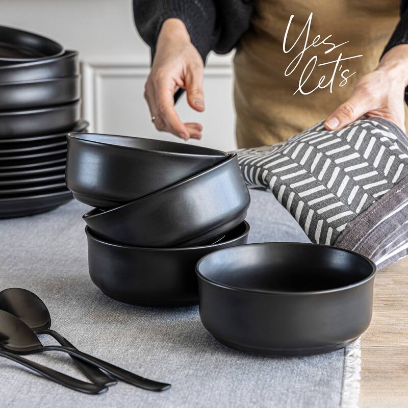 over&back Rimmed 26oz Semi-Matte Stoneware Cereal Bowls
