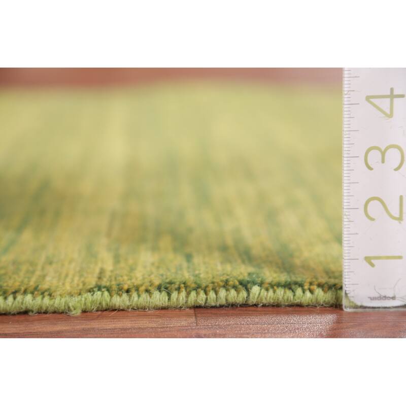 Green Yellow Modern Gabbeh Oriental Rug Hand-Knotted Wool Carpet - 3'4" x 4'9"