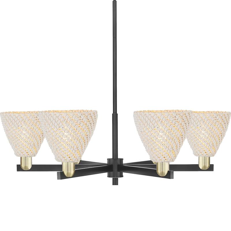 Innovations Lighting 716-6CR-12-24 Natural Ballston Dome Chandelier - Black Antique Brass / Natural