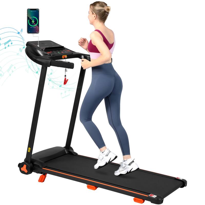 Treadmills for Home,2.5HP Quiet Folding Treadmill with Heart Rate Sensor,300lbs Weight Capacity, 7.5MPH, Incline Treadmill