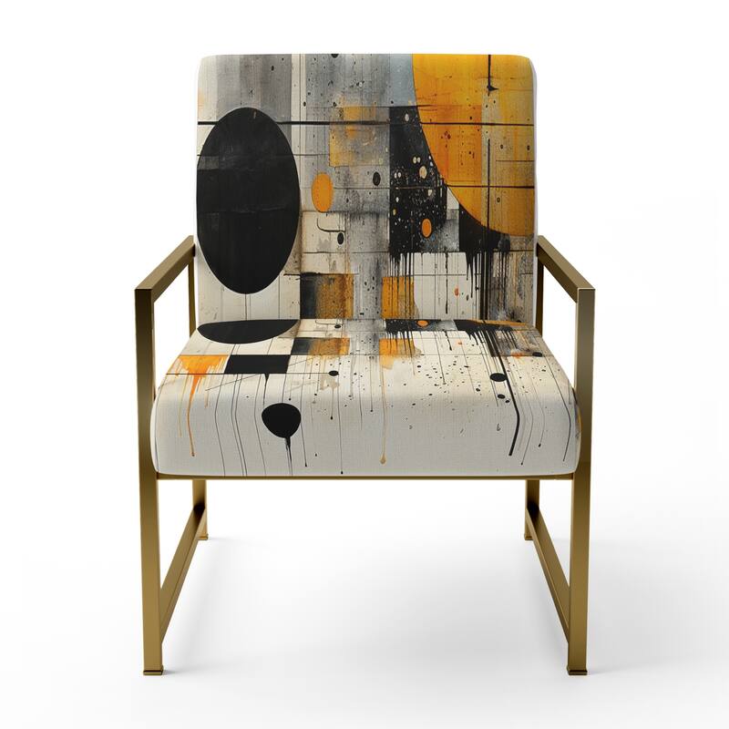 Designart "Geometric Abstraction III" Upholstered Abstract Shapes Accent Chair and Modern & Contemporary Arm Chair