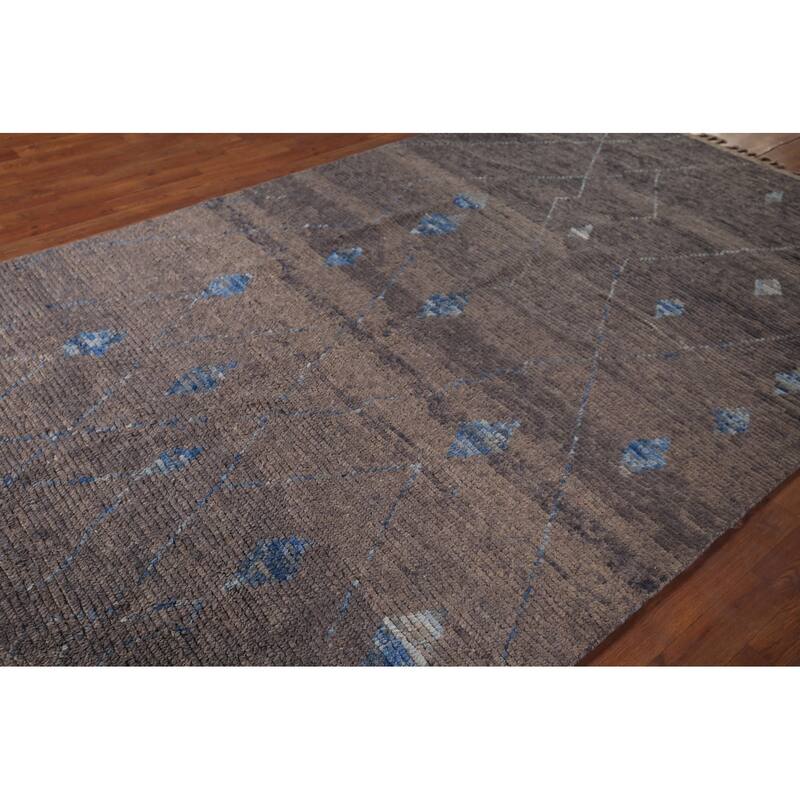 Grey Moroccan Area Rug Handmade Oriental Wool Carpet - 5'10"x 10'0"