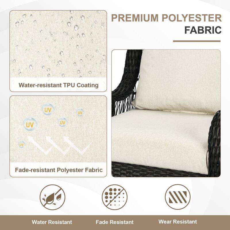 Aoodor Outdoor Deep Seat Cushion Set, Waterproof Patio Furniture Cushions with Adjustable Straps & Removable Cover