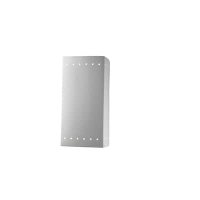 Justice Design Ambiance - Large Rectangle w/ Perfs - Closed Top Wall Sconce - Bisque - Replaceable Bulb