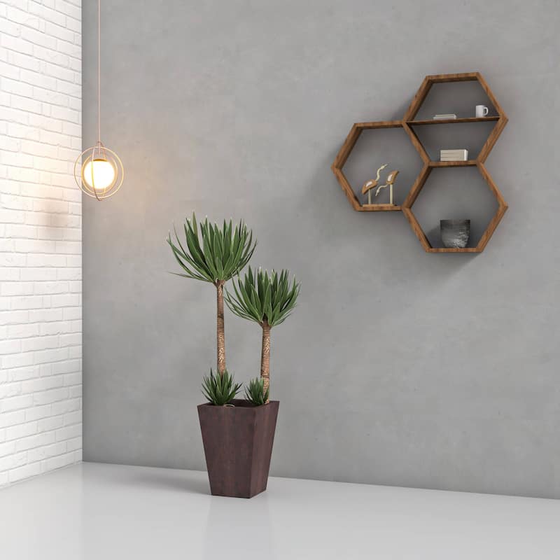 Serene Fiberstone and Clay Tapered Square Plant Pot with Drainage Holes For Indoor Outdoor Home Office Patio Porch Garden Decor