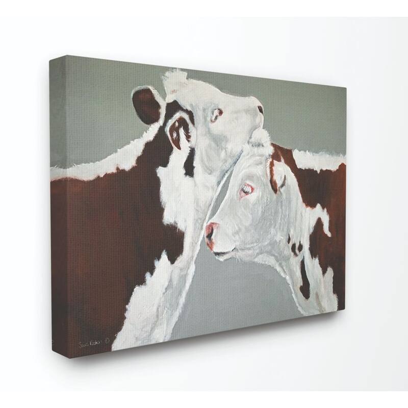 Stupell Cow Couple Green and Brown Painting, 16 x 20, Proudly Made in USA - Multi-Color - 36 x 48