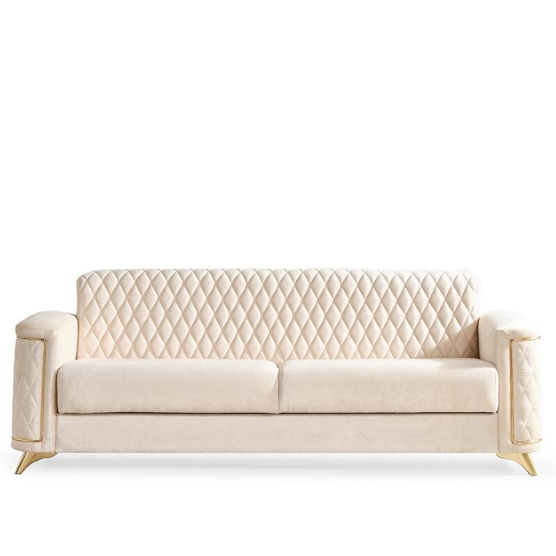 Luna Contemporary Style 2PC/3PC Livingroom Set Made with Wood & Velvet Fabric