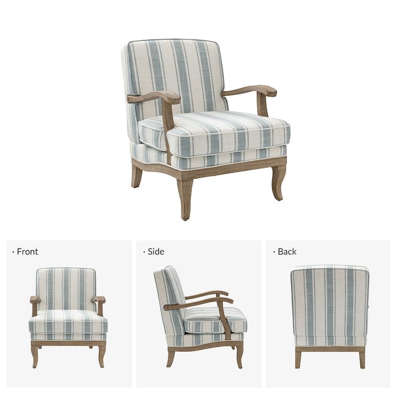 Rinaldo Farmhouse Polyester Armchair with Solid Wood Legs by HULALA HOME