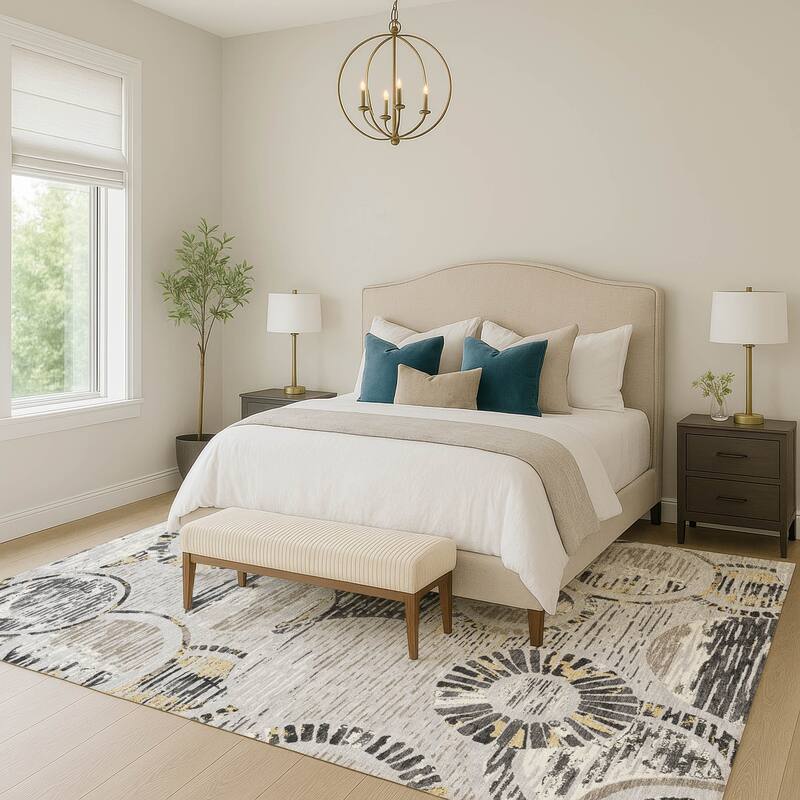 Machine Washable Indoor/ Outdoor Modern Grover Chantille Rug