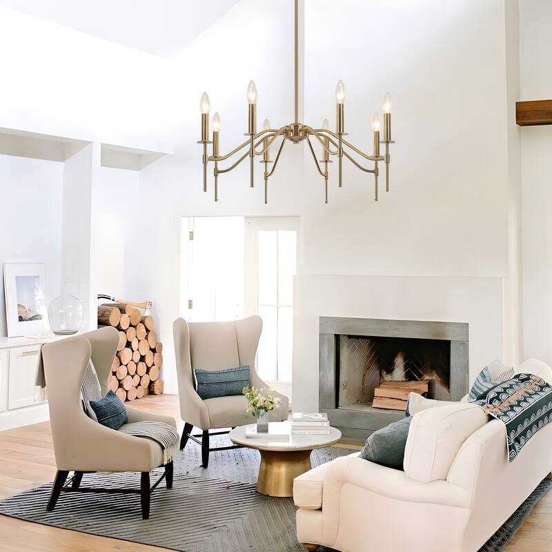 8-Light Hanging Candlestick Linear Foyer Chandelier Lighting Fixture Island Chandelier for Dining Room
