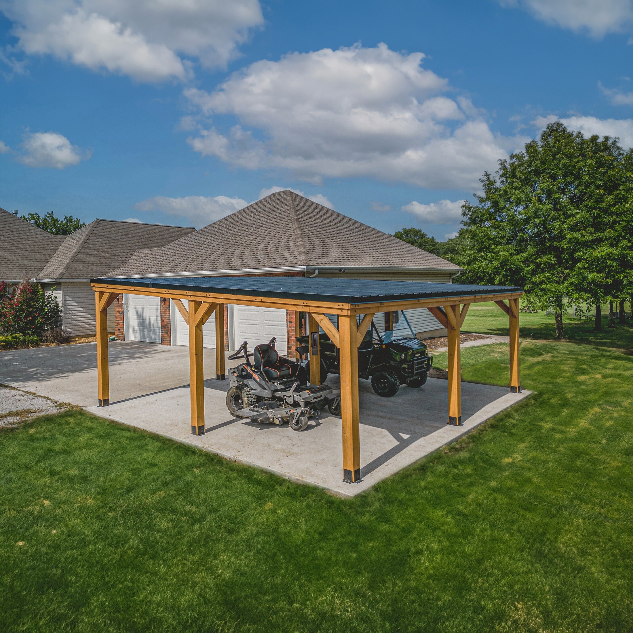 Backyard Discovery Kingsport 20x20' Cedar Wood Carport with Steel