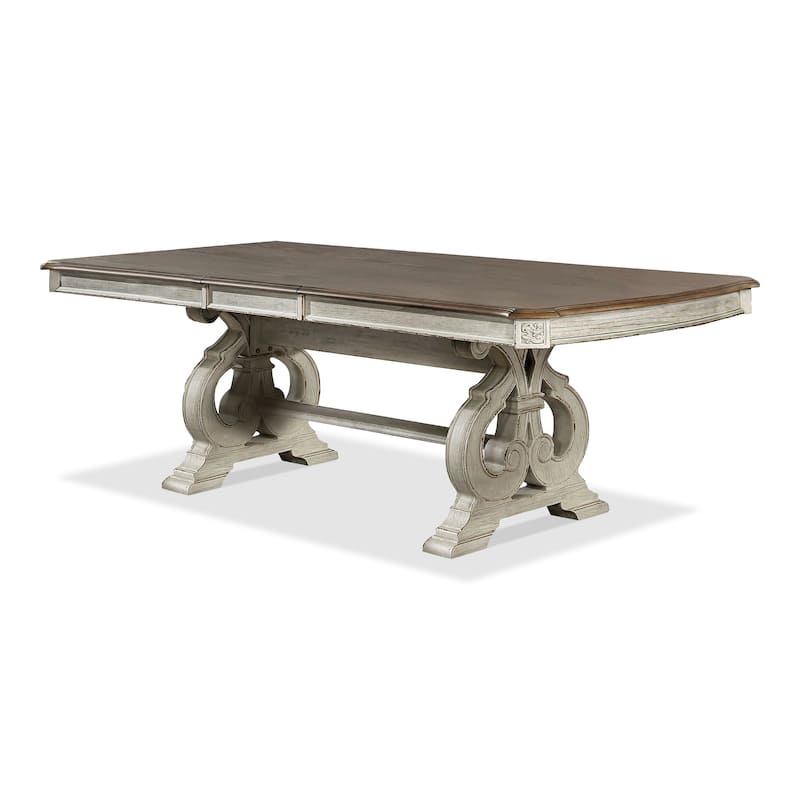 The Gray Barn Caelum Farmhouse White 96-inch Expandable Dining Table