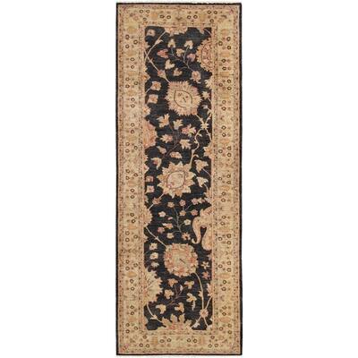 Ferehan collection Black/Bge Hand-Knotted Wool Runner - 2'9" x 8' Runner
