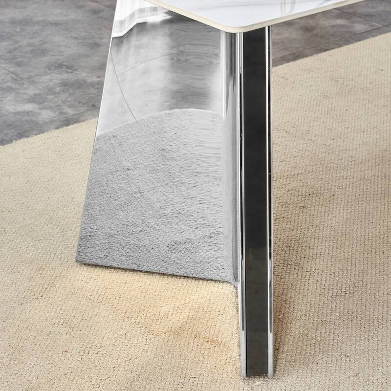 Dining Room Dining Table with Stainless Steel Butterfly Legs Office Table Accent Table Computer Table