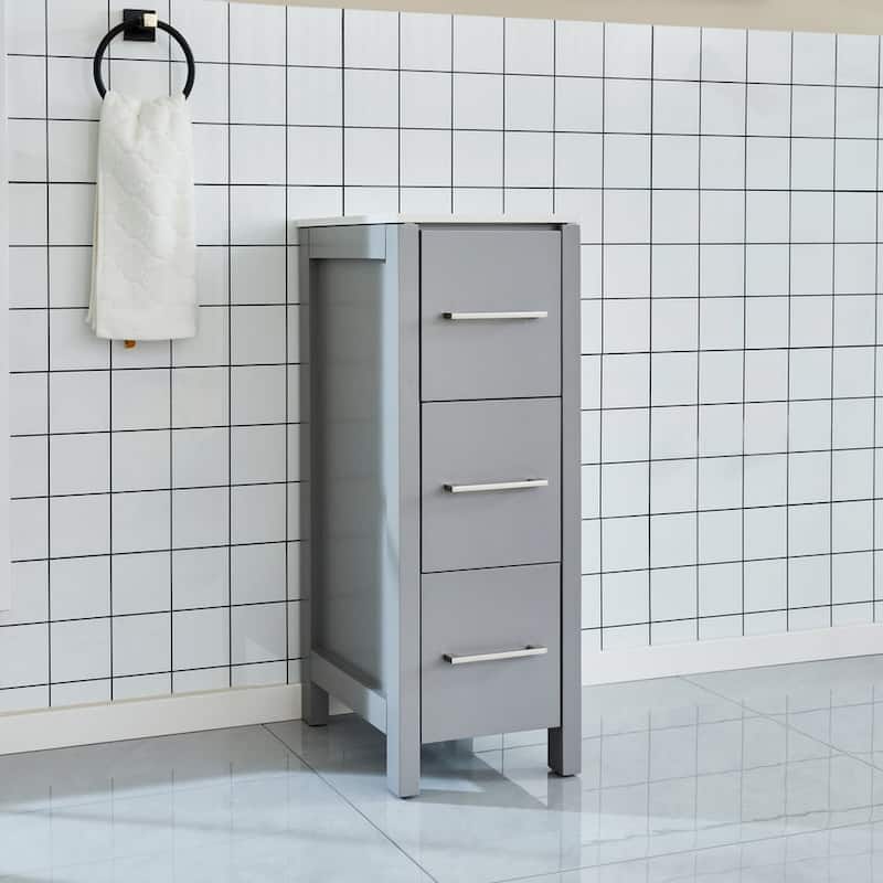 Vanity Art 12-Inch Bathroom Vanity Cabinet 3 Drawer Side Storage Organizer Freestanding Single Vanity Bedroom/Bathroom/Entryway