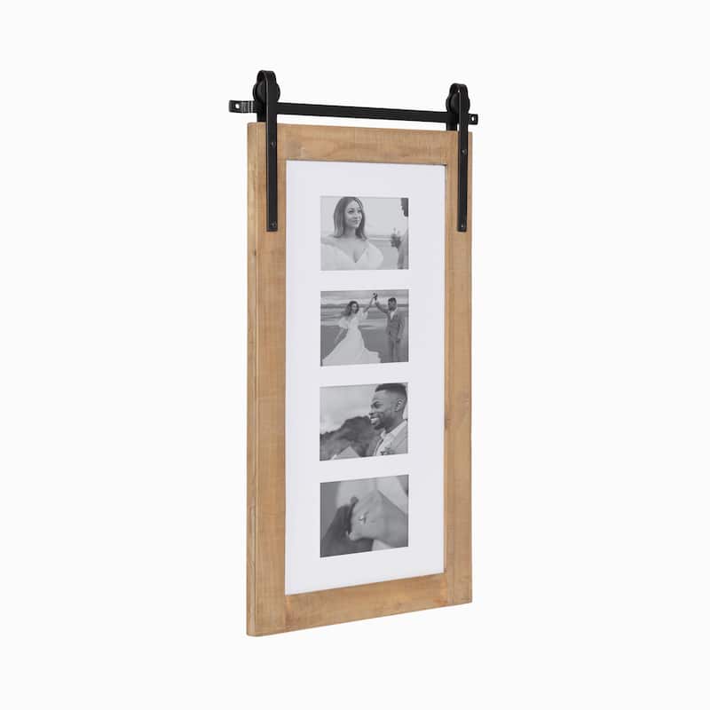 Kate and Laurel Cates Wood Picture Frame - 10x20 matted to 4op - Rustic Brown