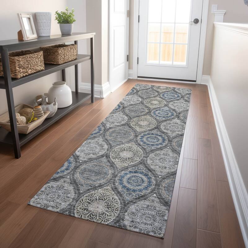 Machine Washable Indoor/ Outdoor Boho Mosaic Chantille Rug