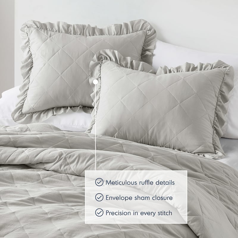 Chelsea Square Himari Diamond Quilted Ruffle Edge Comforter Set