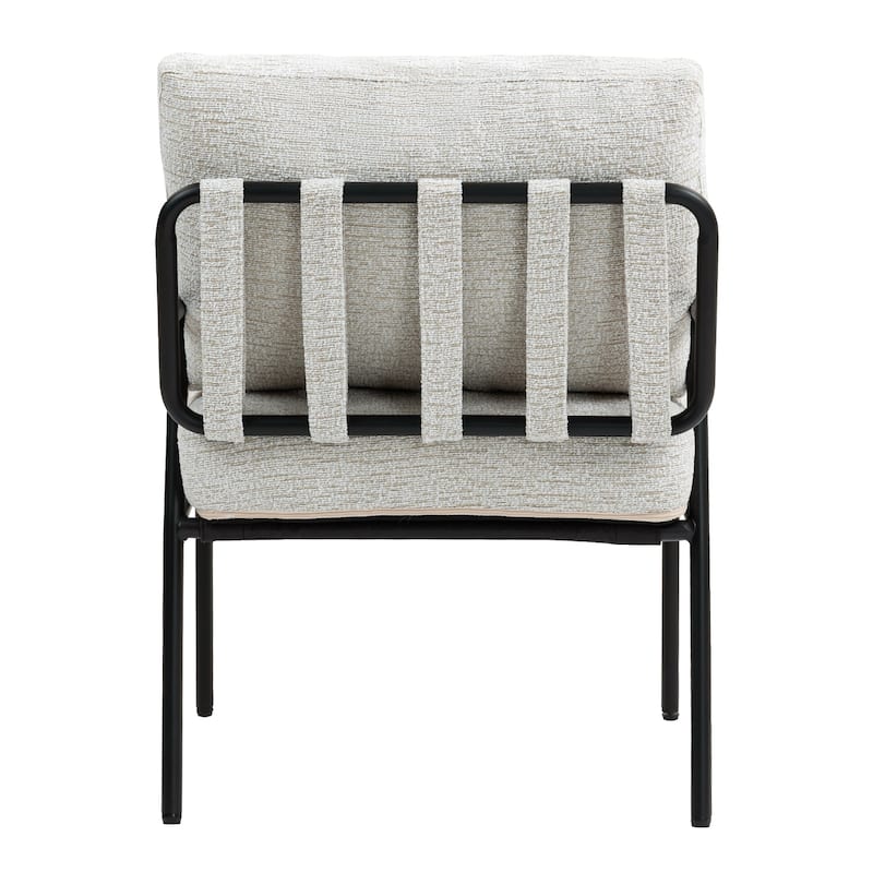 Modern Accent Chair with Natural Wood Armrests and Metal Frame, Upholstered Seat and Backrest, Comfortable Lounge Chair