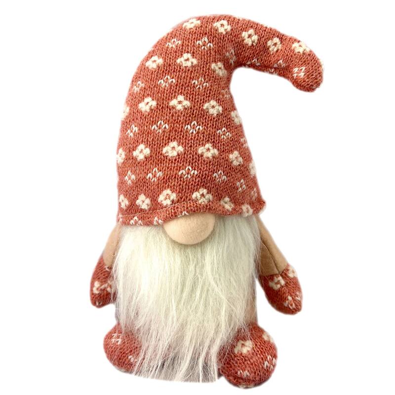 Bearded Gnome Christmas Tabletop Figurine - 8" - Red and White