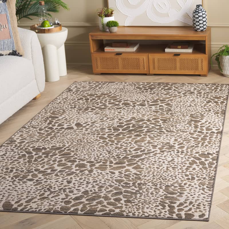 SAFAVIEH Noble Letteria Viscose Slip Resistant Rug - 5'1" x 7'6" - Beige/Brown - 5'1" x 7'6"