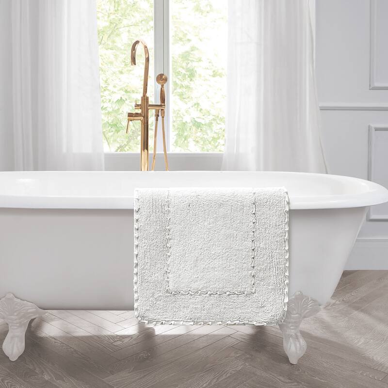 Laura Ashley Ruffle Border Pure Cotton Bath Rugs