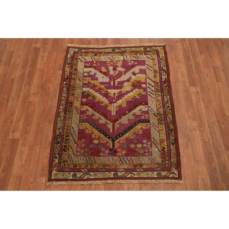 Antique Vegetable Dye Handmade Oushak Turkish Rug 3x4 - 4' 4'' X 3' 3''