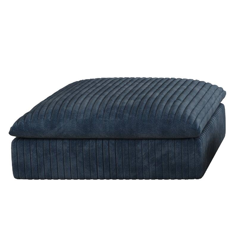 Corduroy Loveseat & Ottoman Set, L-shaped Sectional Sofa with Double-layer Seat Cushions, Modular Chaise Lounger Couch