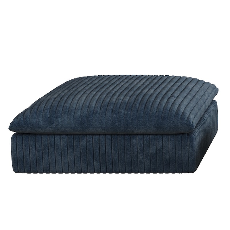 Modular Deep Seat Corner Sofa Corduroy Upholstered L-shaped Sectional Couch with Ottoman and Double-layer Seat Cushions