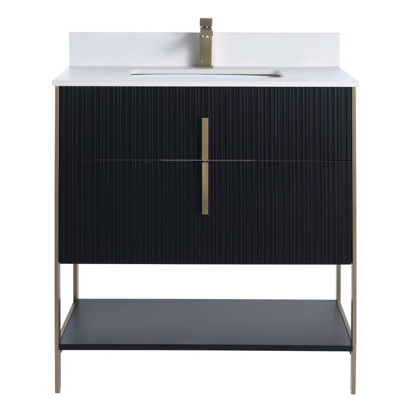Fine Fixtures Serenity Modern Bathroom Vanity with White Stone Top