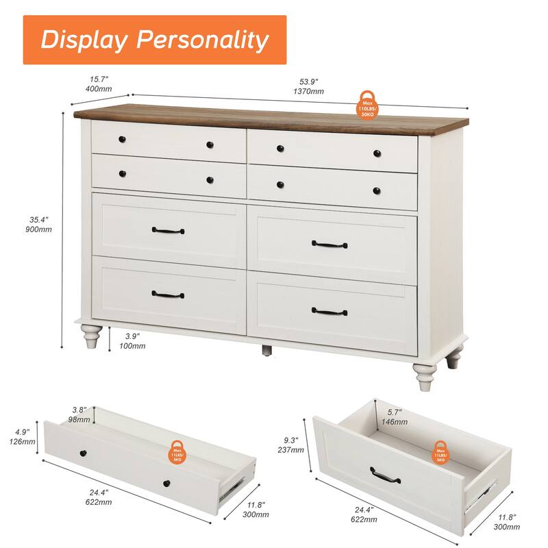 Kids Dresser with 7/8 Drawers for Bedroom, Wide Dresser for Kids Room