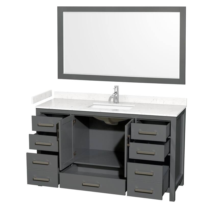 Wyndham Collection Sheffield 60" Single Bathroom Vanity, Carrara