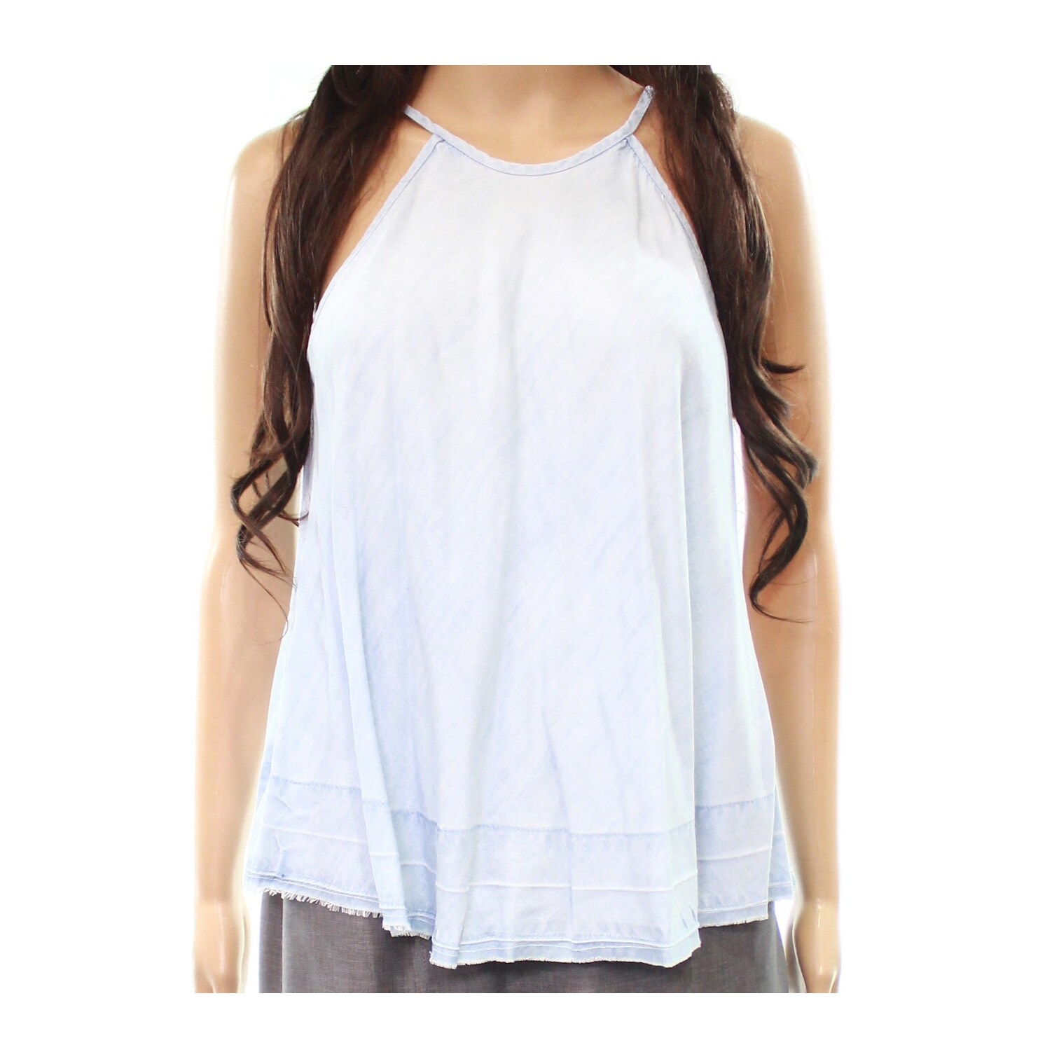 Shop Cloth Stone Blue Women S Size Xs Tie Back V Back Halter Top
