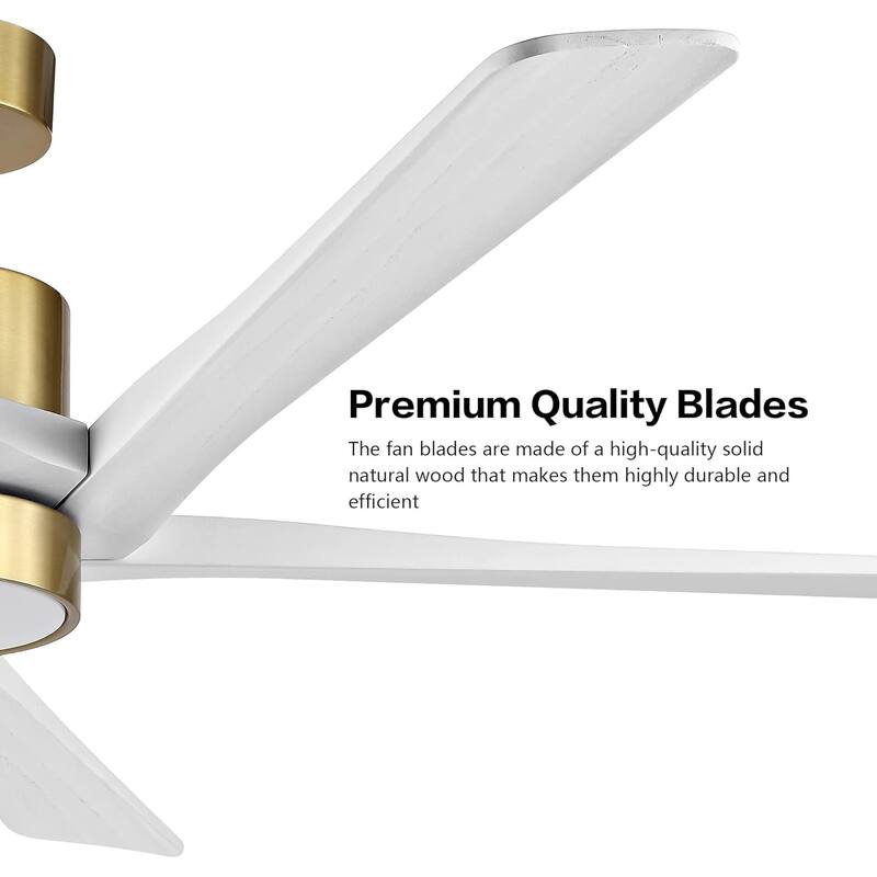 64 in. Gold White Aero Blade Ceiling Fan with LED Light and Remote - 64"D x 64"W x 21"H