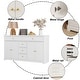 preview thumbnail 13 of 31, Combo Dresser Chest Storage Cabinet Buffet Sideboard White/Black/Grey 59" Buffet Cabinet Sideboard, Multi-Use Console Table