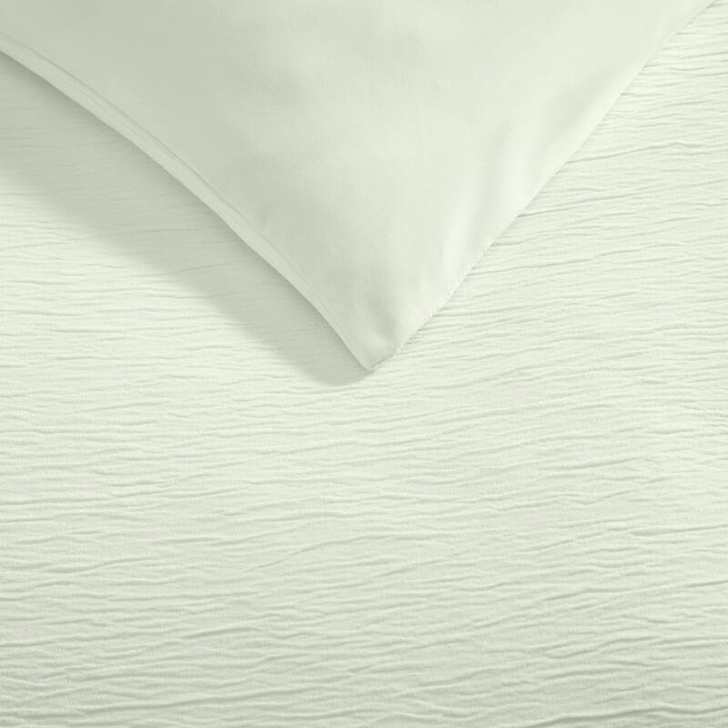 Laura Ashley Crinkle Textured Lightweight Reversible Duvet Cover Set Breathable (3 Piece)