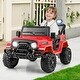 preview thumbnail 15 of 39, 12V Kids Ride on Truck Car with Remote Control Threaded Wheels and 3 Different Settings - 39” x 24.4” x 24.4” (L x W x H) Red