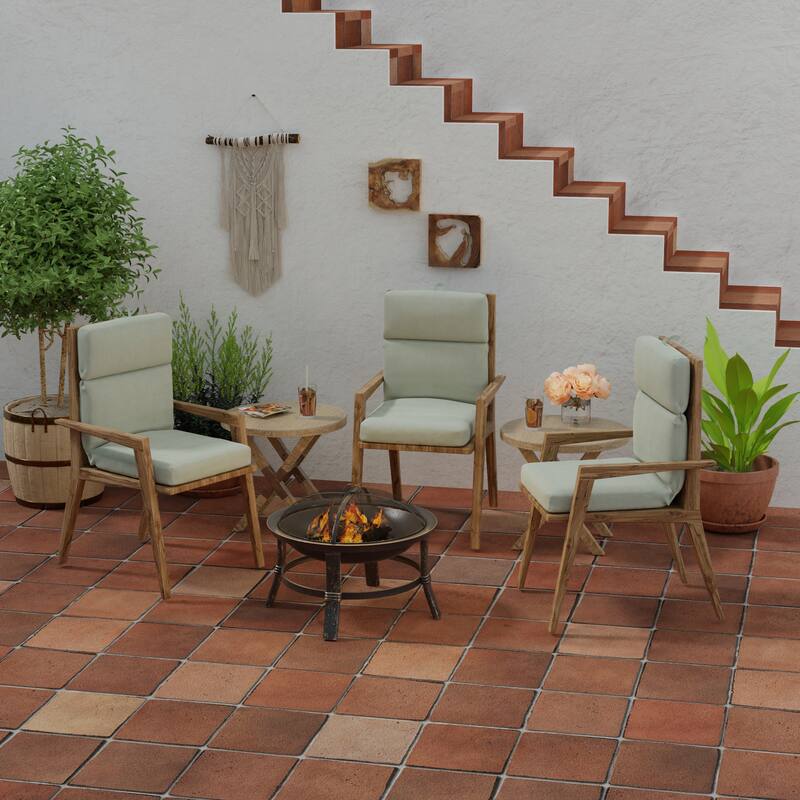 Sunbrella 22" x 44" Beige Solid Outdoor Chair Cushion with Ties and Loop - 44'' L x 22'' W x 4'' H