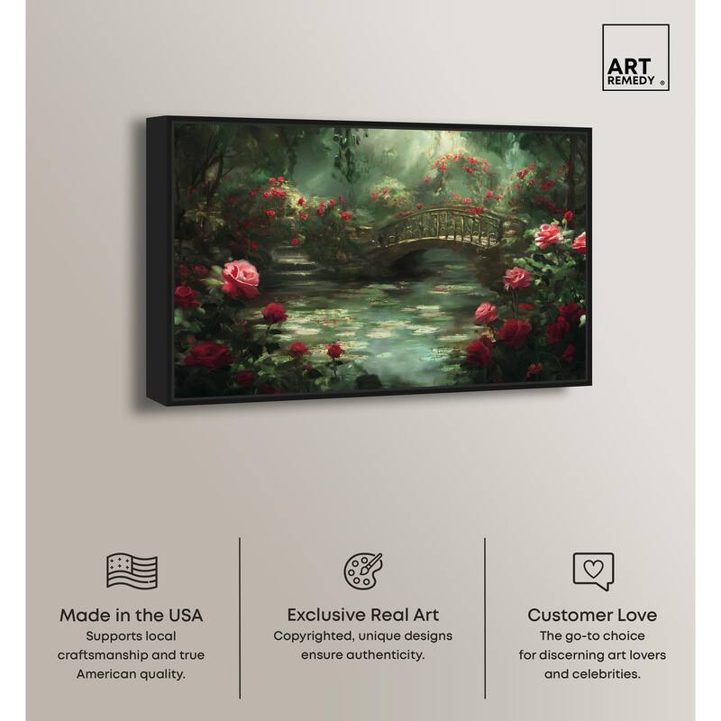 Rose Garden Bridge Canvas by Art Remedy