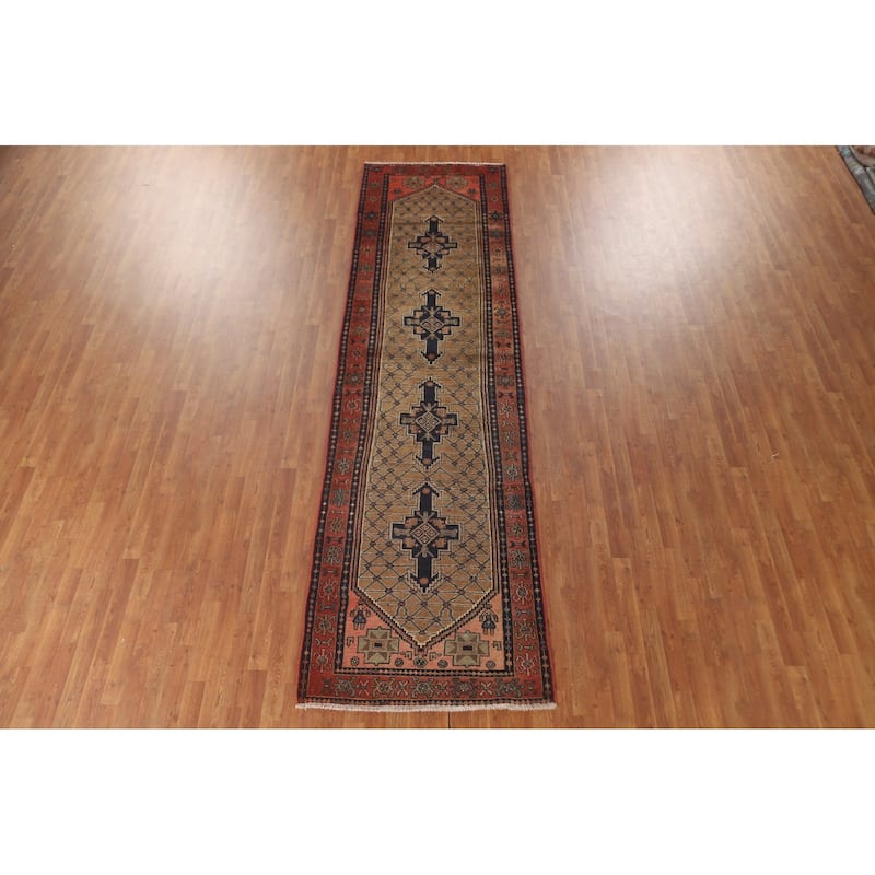 Koliaei Persian Vintage Runner Rug Hand-Knotted Wool Carpet - 3'5" x 12'5"