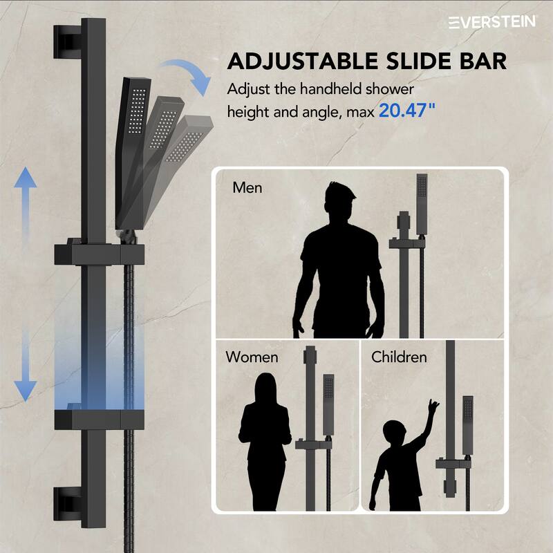 Dual-Function Wall Mounted Waterfall & Rainfall Shower Faucet Set With Rough-In Valve - 22"*10"
