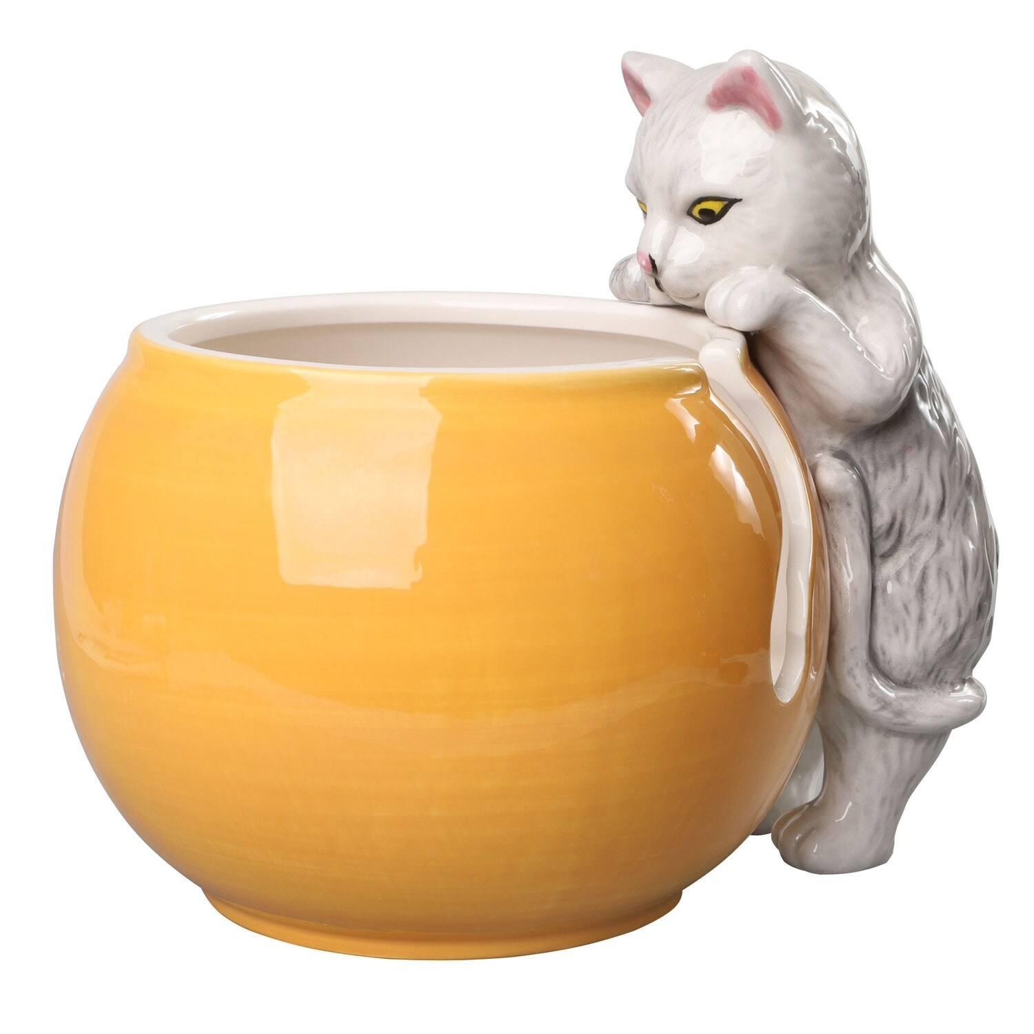 Shop Art Artifact Curious Cat Knitting Bowl Cute Ceramic Yarn