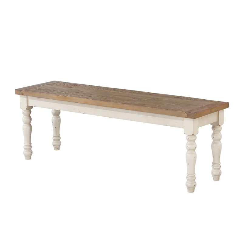 Two-Tone Wood Upholstered Dining Bench