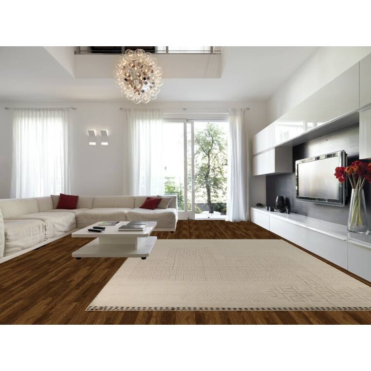 All-Over Ivory Moroccan Oriental Large Rug Hand-Knotted Wool Carpet - 10'5"x 14'9"