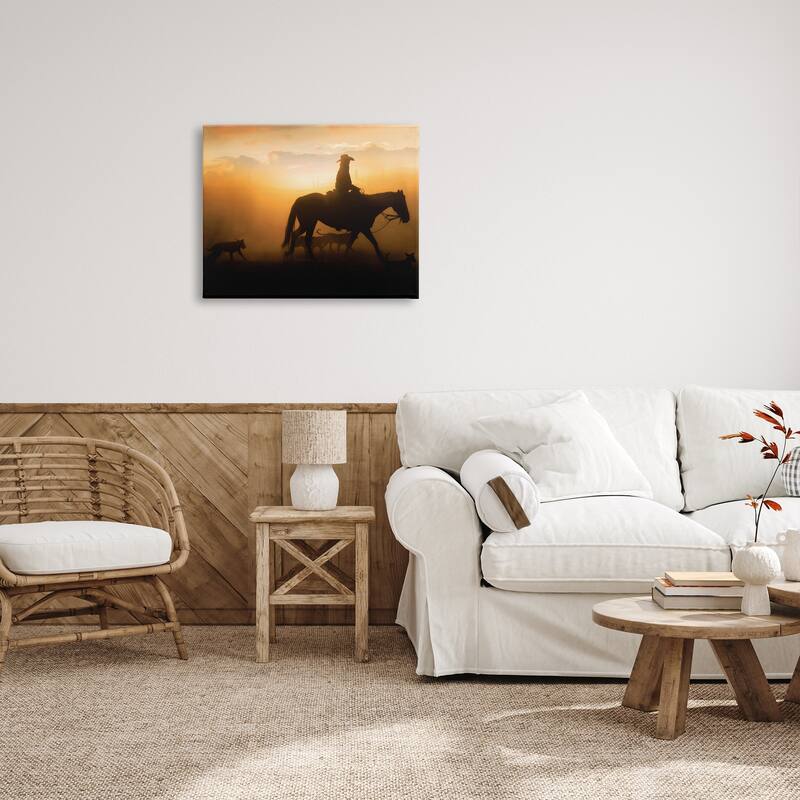 Stupell Western Horse at Sunset Canvas Wall Art Design by PBurchettePhoto