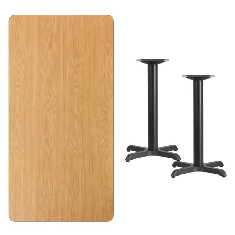 30'' x 60'' Rectangular Laminate Table Top with 22'' x 22'' Table Height Bases - 30"W x 60"D x 31.125"H - 30"W x 60"D x 31.125"H