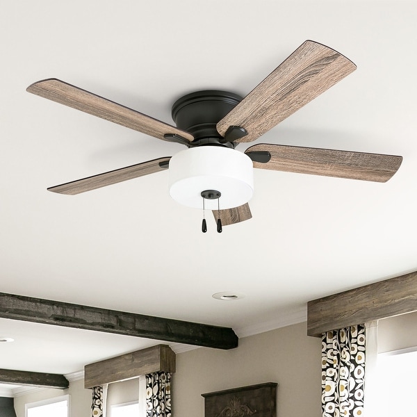 The Gray Barn Rousham 52-inch Coastal Indoor LED Ceiling Fan with Pull Chains 5 Reversible Blades - 52. Opens flyout.