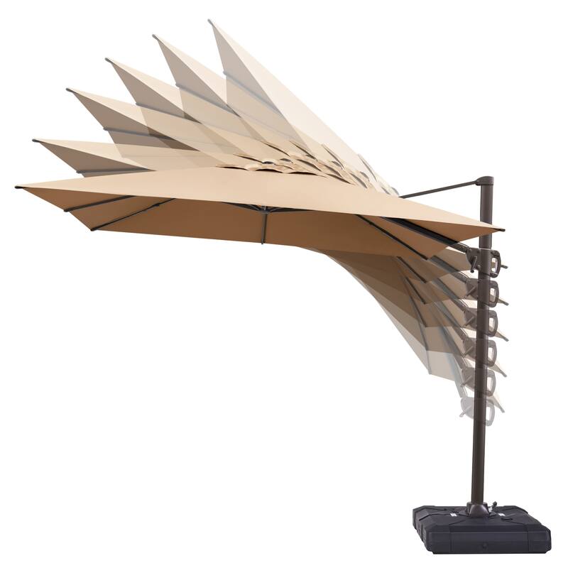 9 x 11 ft Patio Cantilever Offset Umbrella 360-degree Rotation with Base