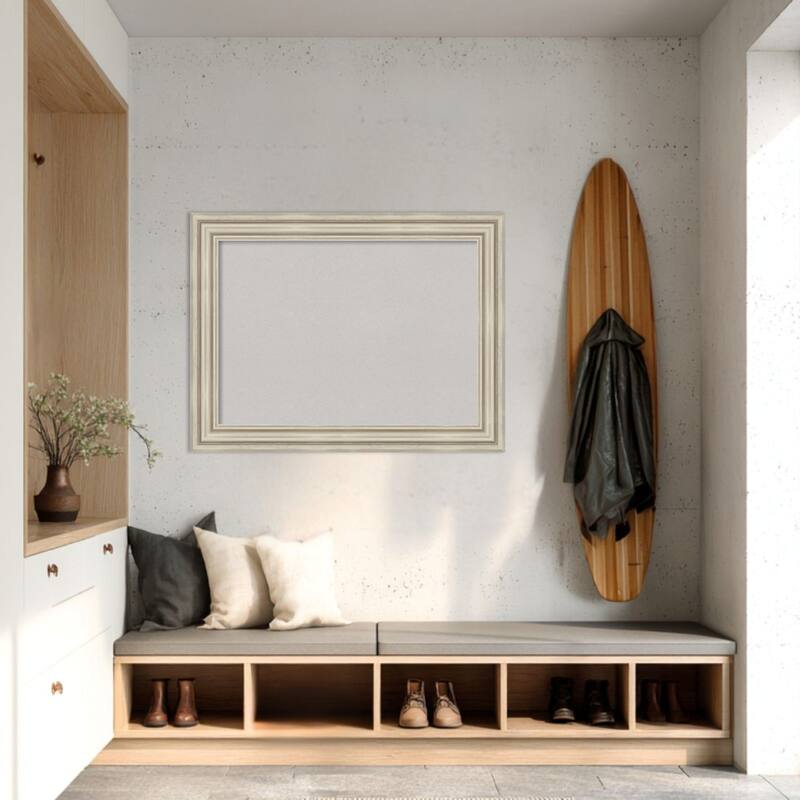 Sierra Silver Wood Framed Cork Board - Bulletin Board, Organization Board, Pin Board